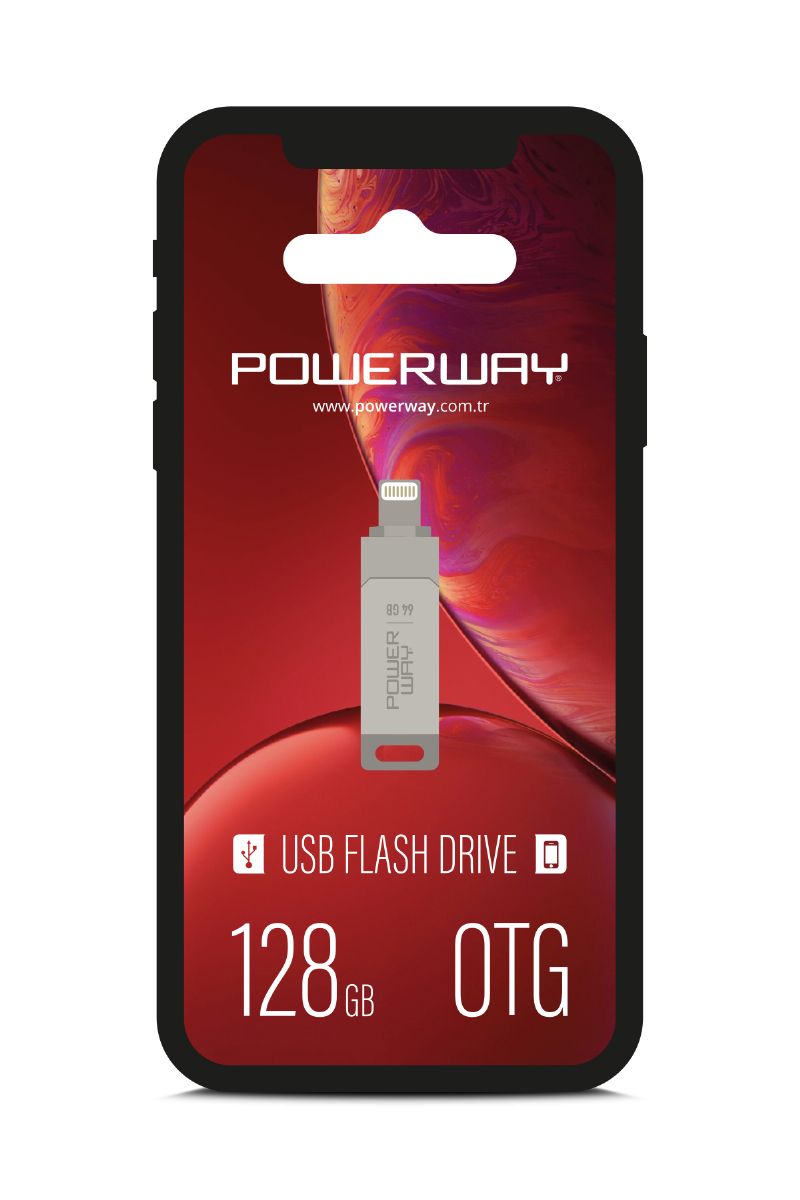 Powerway 128 GB OTG Flash Bellek Kirmizi